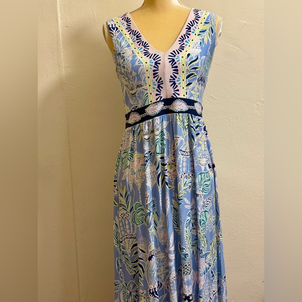Lilly Pulitzer McKinley Maxi Dress Blue Peri Lapis Lanterns size Small - Picture 13 of 16